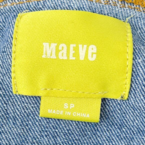 Anthropologie | Maeve | Denim Mini Shift Dress with Lace-Up and Tie Shoulders - Picture 8 of 12